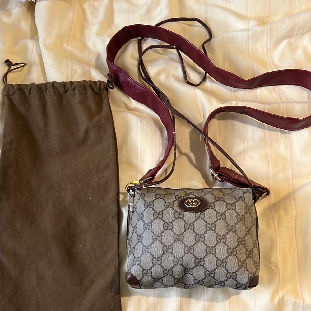 Gucci Beige and Burgundy Women's Bag